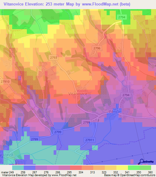 Vitanovice,Czech Republic Elevation Map