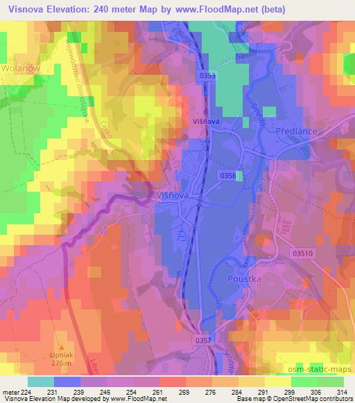 Visnova,Czech Republic Elevation Map