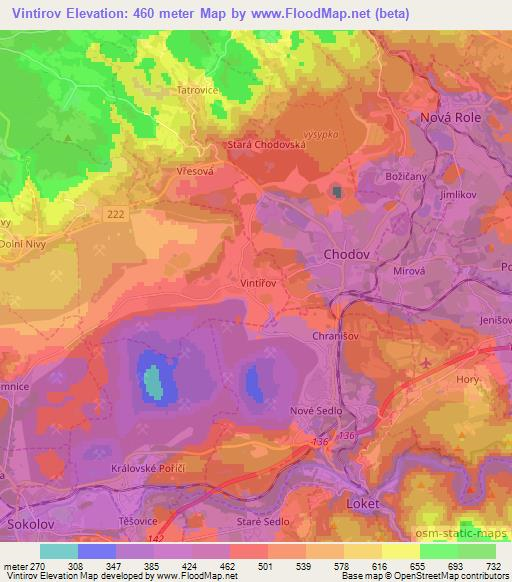 Vintirov,Czech Republic Elevation Map