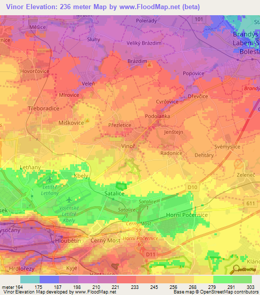 Vinor,Czech Republic Elevation Map
