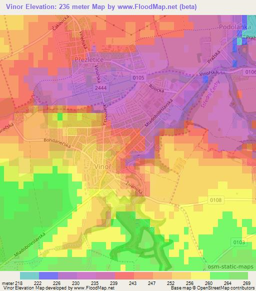 Vinor,Czech Republic Elevation Map