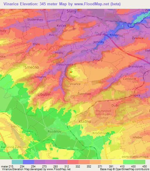 Vinarice,Czech Republic Elevation Map