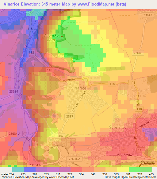 Vinarice,Czech Republic Elevation Map