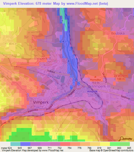 Vimperk,Czech Republic Elevation Map