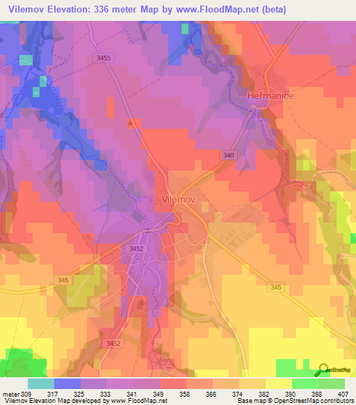 Vilemov,Czech Republic Elevation Map