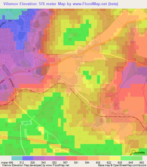 Vilemov,Czech Republic Elevation Map