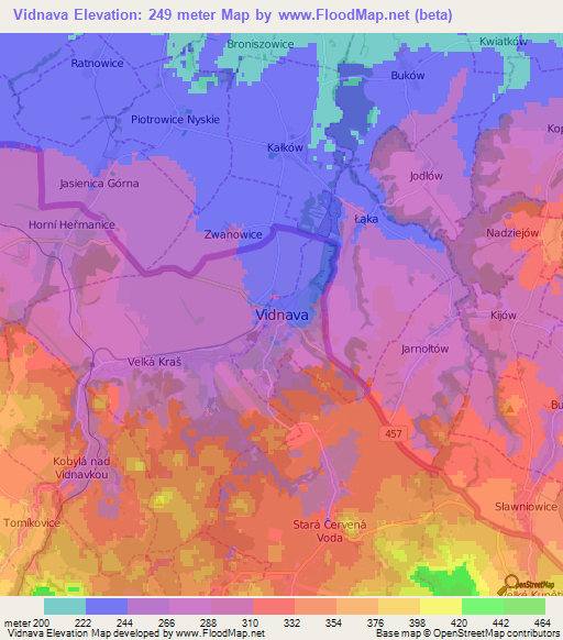 Vidnava,Czech Republic Elevation Map