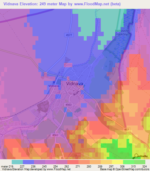 Vidnava,Czech Republic Elevation Map