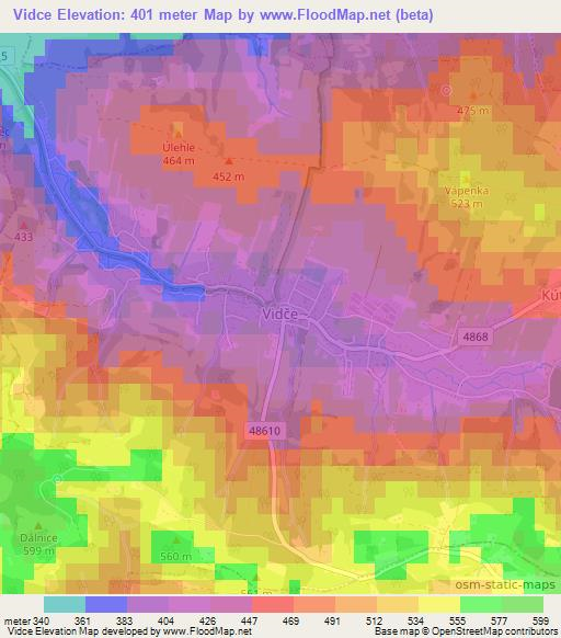 Vidce,Czech Republic Elevation Map