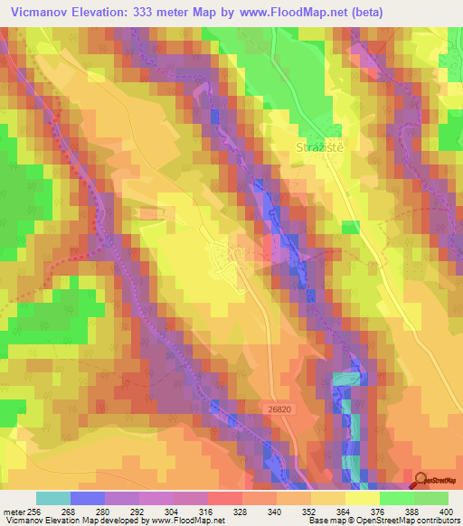Vicmanov,Czech Republic Elevation Map