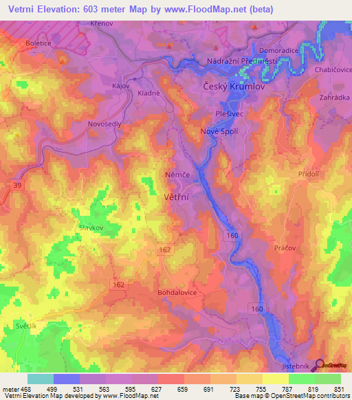 Vetrni,Czech Republic Elevation Map