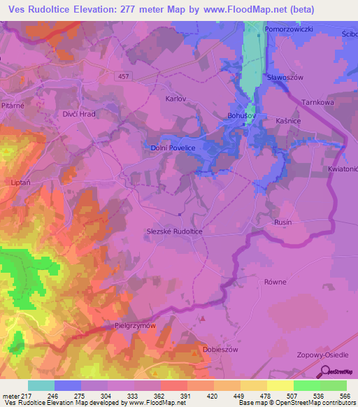 Ves Rudoltice,Czech Republic Elevation Map