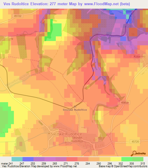 Ves Rudoltice,Czech Republic Elevation Map