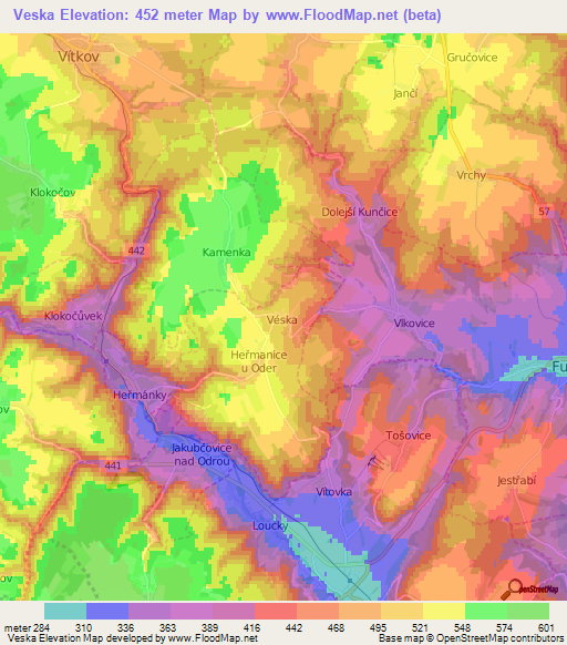Veska,Czech Republic Elevation Map