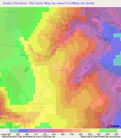 Veska,Czech Republic Elevation Map