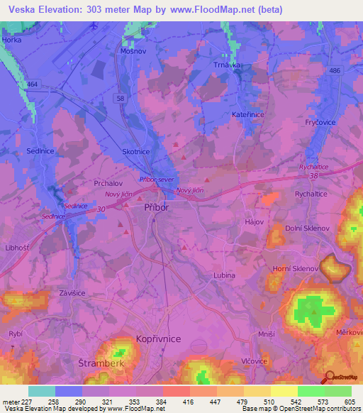 Veska,Czech Republic Elevation Map