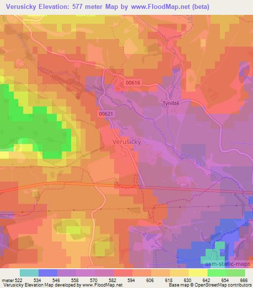 Verusicky,Czech Republic Elevation Map