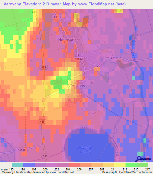 Verovany,Czech Republic Elevation Map