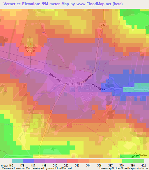 Vernerice,Czech Republic Elevation Map