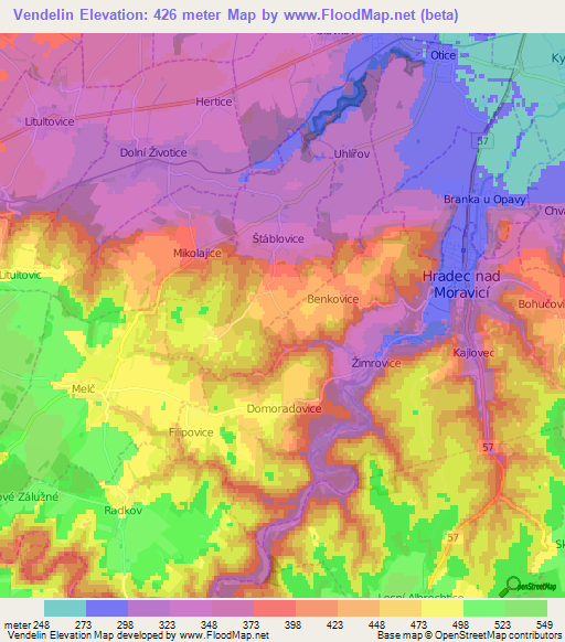Vendelin,Czech Republic Elevation Map