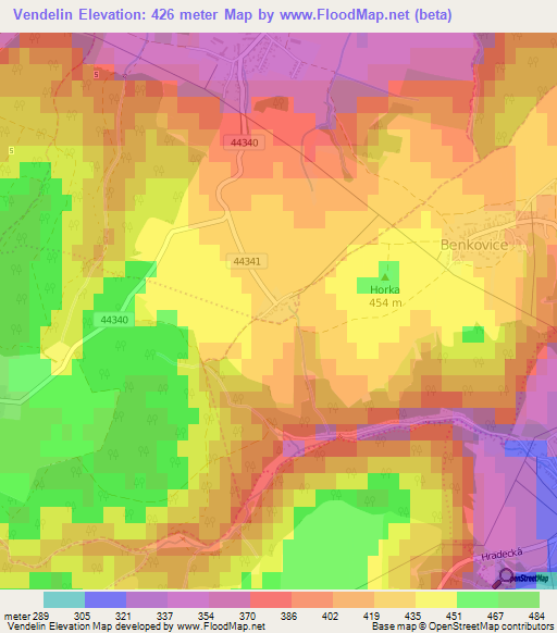 Vendelin,Czech Republic Elevation Map