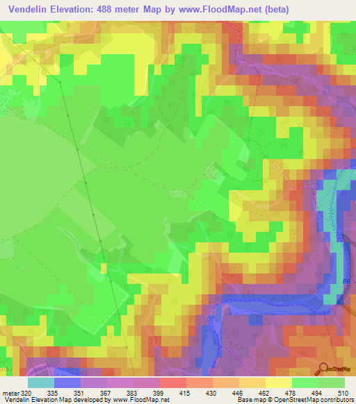 Vendelin,Czech Republic Elevation Map
