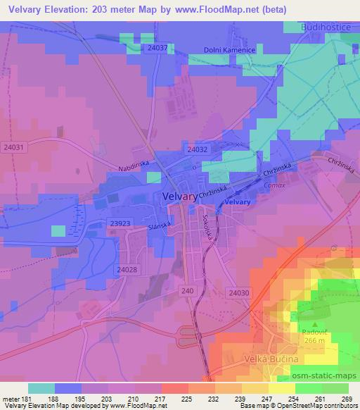 Velvary,Czech Republic Elevation Map