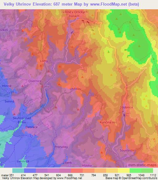 Velky Uhrinov,Czech Republic Elevation Map