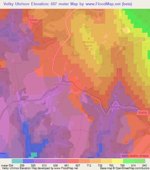 Velky Uhrinov,Czech Republic Elevation Map