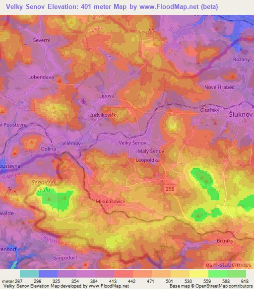 Velky Senov,Czech Republic Elevation Map