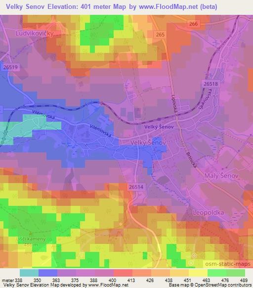 Velky Senov,Czech Republic Elevation Map