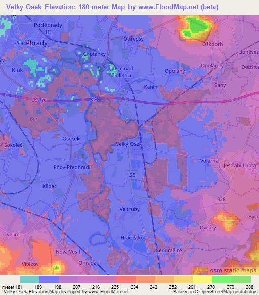 Velky Osek,Czech Republic Elevation Map