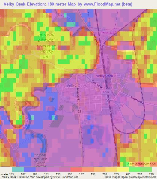 Velky Osek,Czech Republic Elevation Map