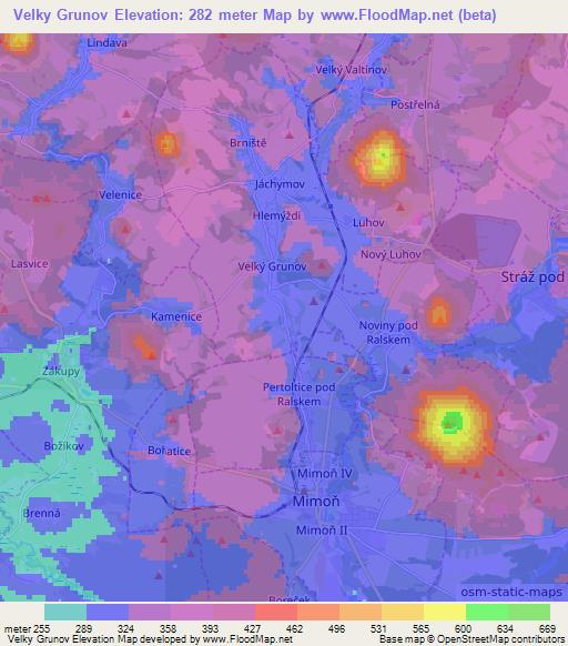 Velky Grunov,Czech Republic Elevation Map