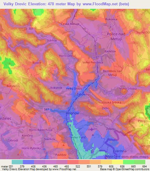 Velky Drevic,Czech Republic Elevation Map
