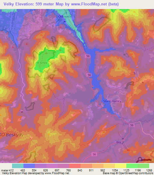 Velky,Czech Republic Elevation Map