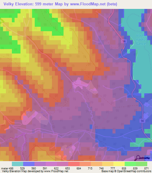 Velky,Czech Republic Elevation Map