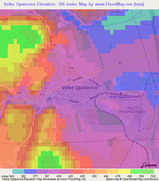 Velke Opatovice,Czech Republic Elevation Map