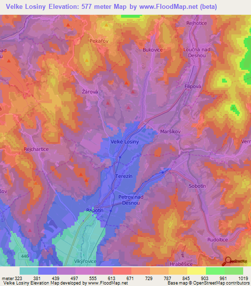 Velke Losiny,Czech Republic Elevation Map