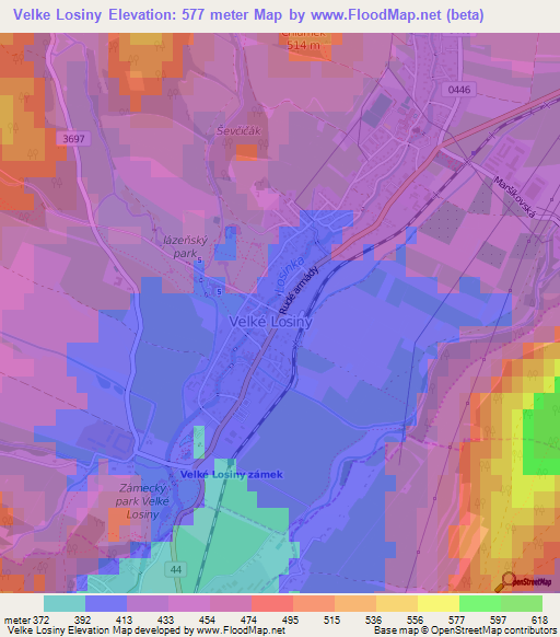Velke Losiny,Czech Republic Elevation Map