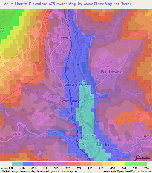 Velke Hamry,Czech Republic Elevation Map