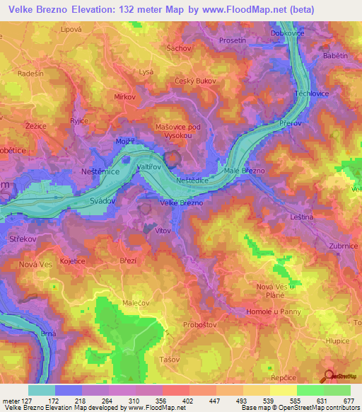 Velke Brezno,Czech Republic Elevation Map