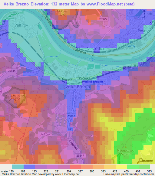 Velke Brezno,Czech Republic Elevation Map