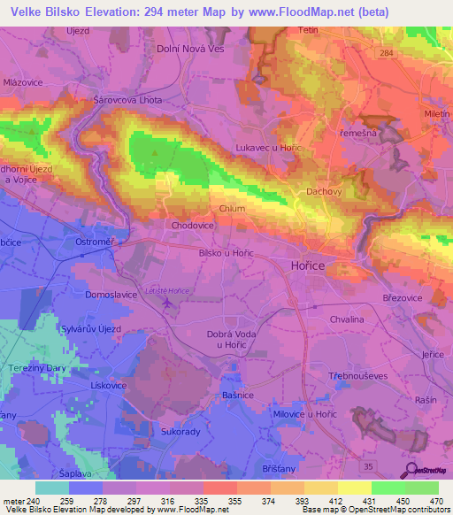 Velke Bilsko,Czech Republic Elevation Map