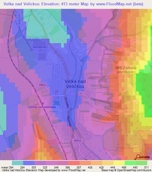 Velka nad Velickou,Czech Republic Elevation Map