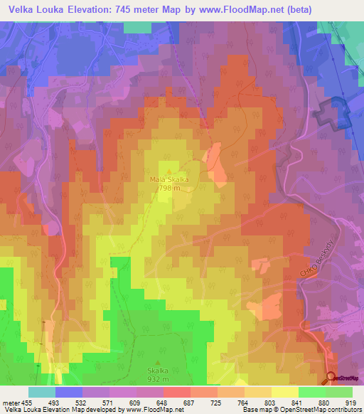 Velka Louka,Czech Republic Elevation Map