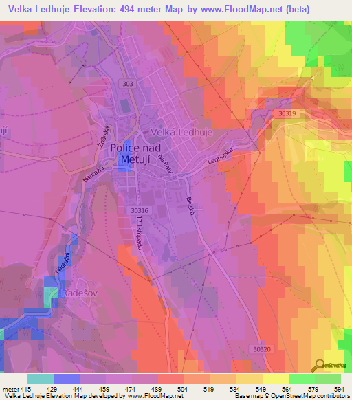 Velka Ledhuje,Czech Republic Elevation Map