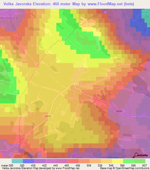 Velka Javorska,Czech Republic Elevation Map