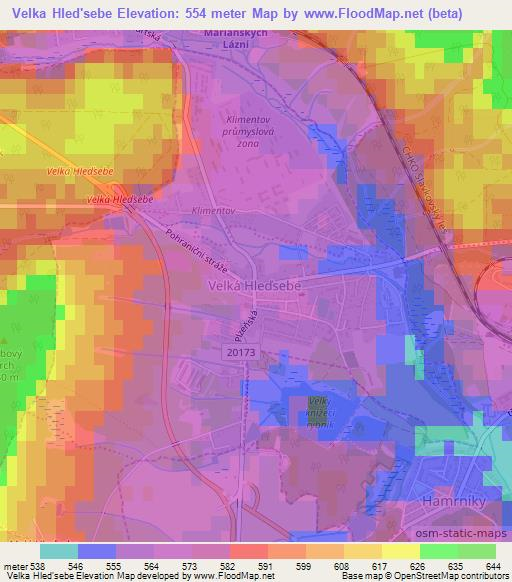 Velka Hled'sebe,Czech Republic Elevation Map