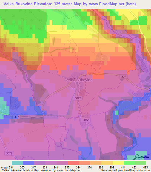 Velka Bukovina,Czech Republic Elevation Map